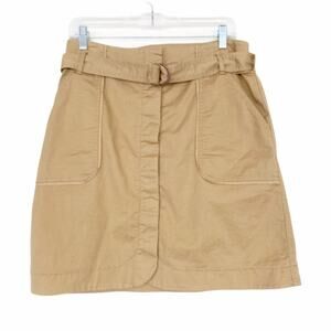 Ann Taylor Loft Tan Khaki Belted Skirt Sz 10P